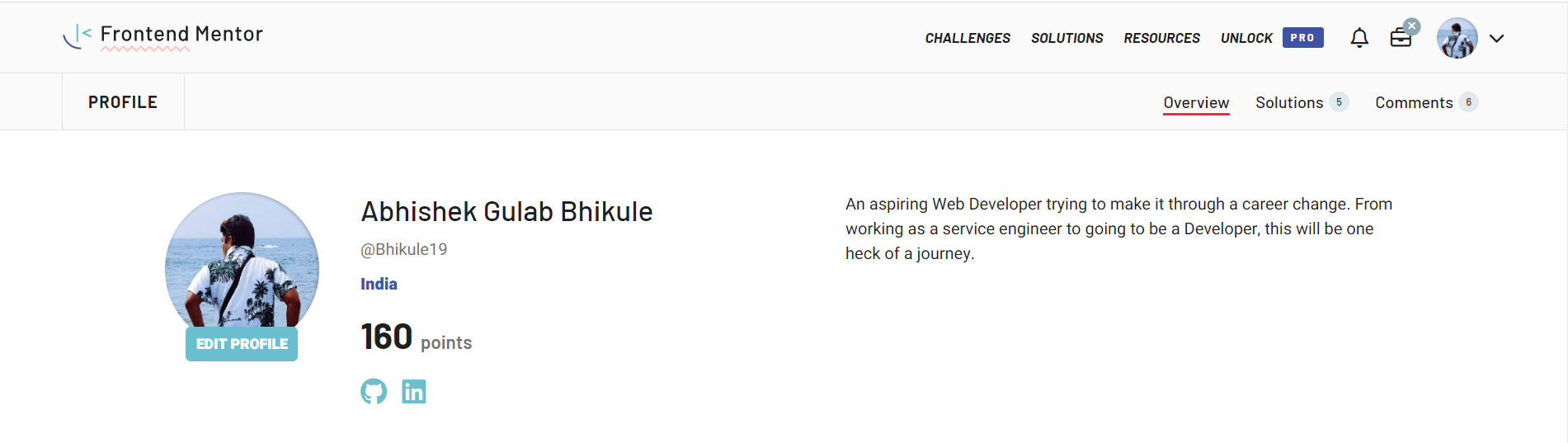 My FrontEnd Mentor Profile